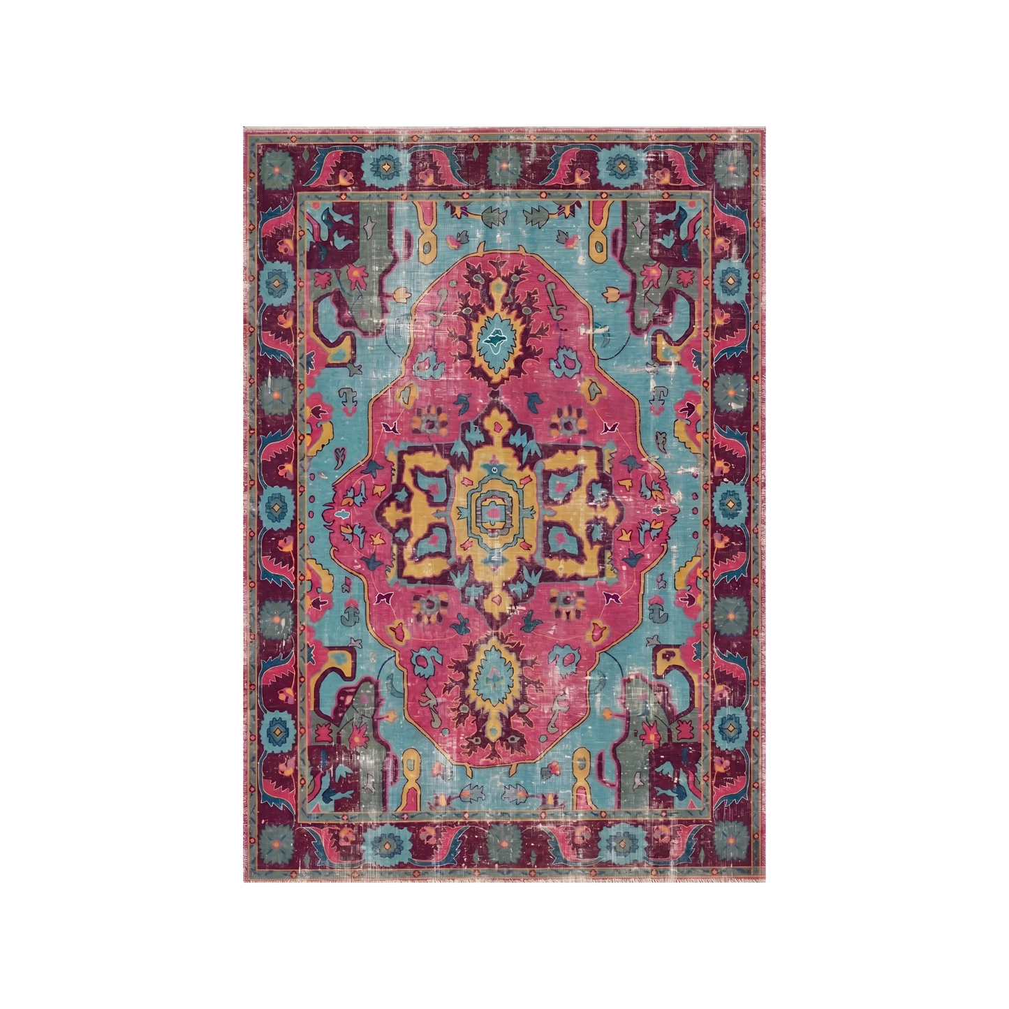 Vintage- etnik desenli modern halı