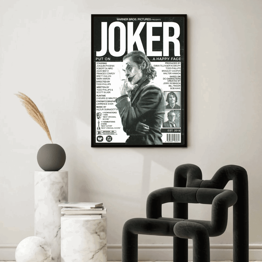 Joker Poster Tablo Black White - Wegg.co